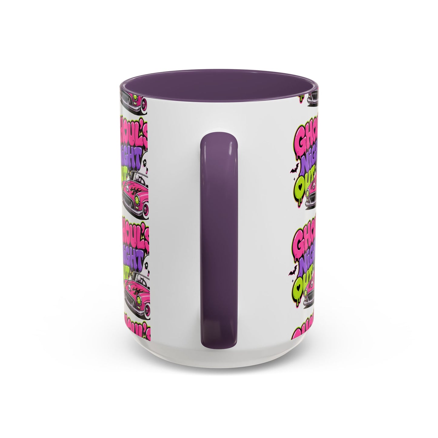 Ghoul's Night Out Coffee Mug — Cute Retro Ghost Pink Car Accent Mug (11/15oz)