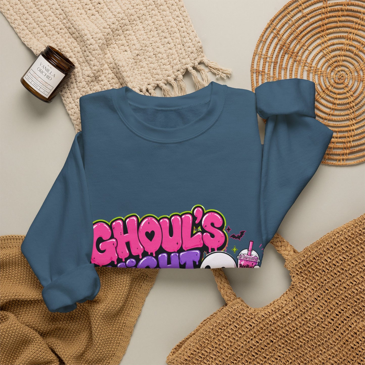 Ghoul's Night Out Crewneck Sweatshirt — Retro Cartoon Halloween Graphic