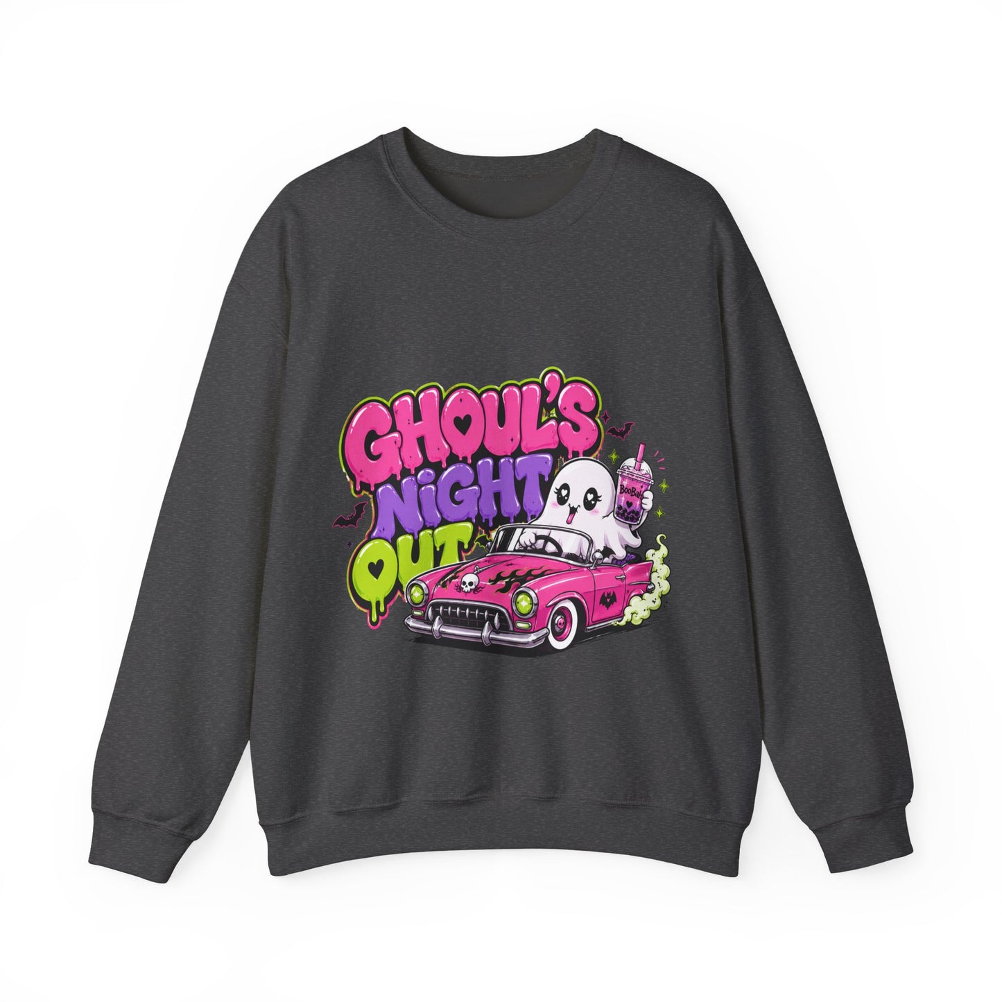 Ghoul's Night Out Crewneck Sweatshirt — Retro Cartoon Halloween Graphic