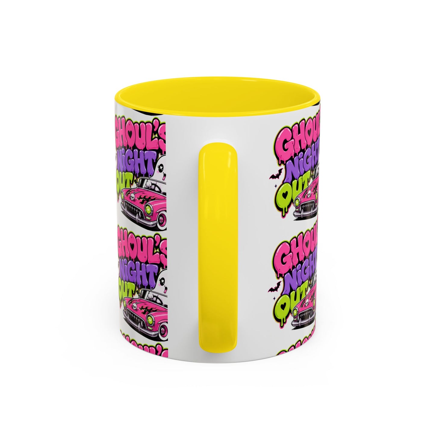 Ghoul's Night Out Coffee Mug — Cute Retro Ghost Pink Car Accent Mug (11/15oz)
