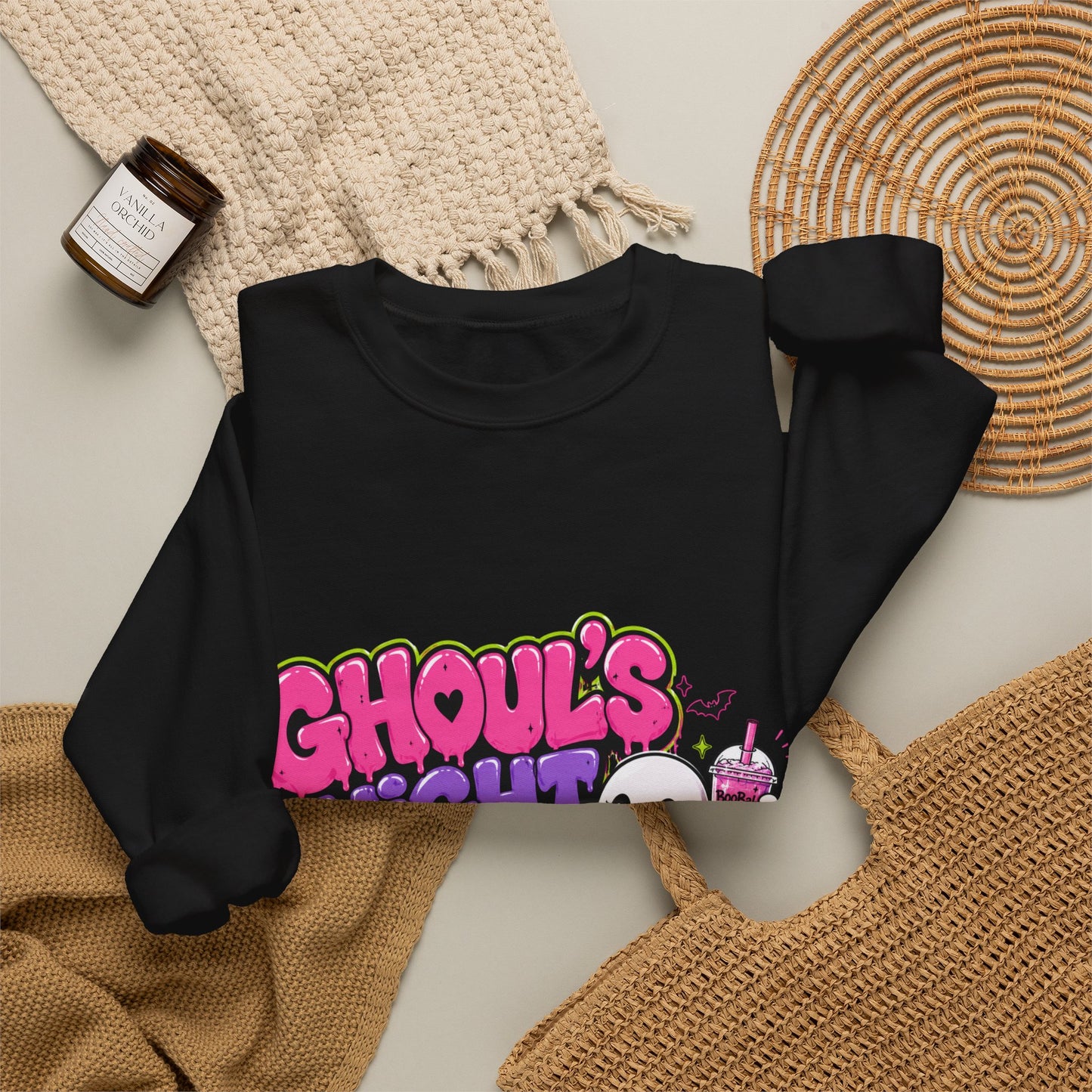 Ghoul's Night Out Crewneck Sweatshirt — Retro Cartoon Halloween Graphic
