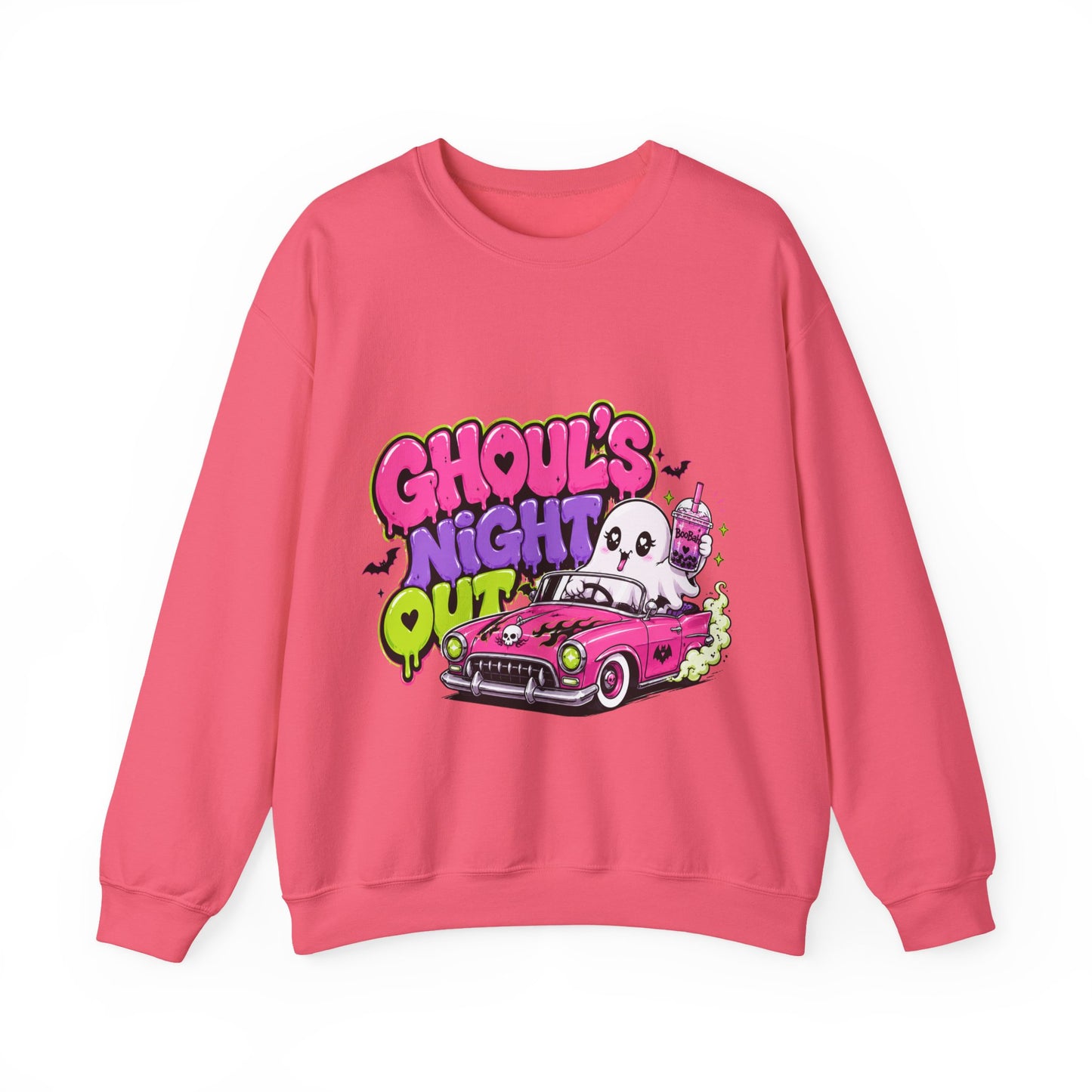 Ghoul's Night Out Crewneck Sweatshirt — Retro Cartoon Halloween Graphic
