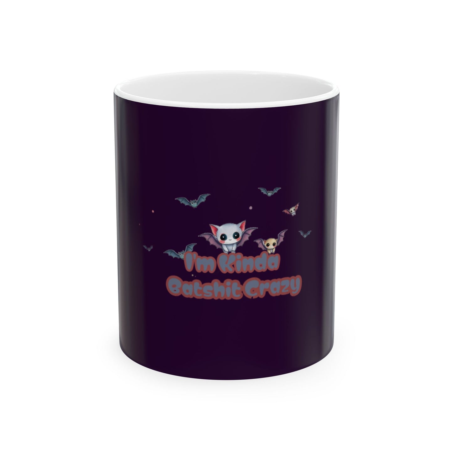 Cute Bat Cats Ceramic Mug – "I’m Kinda Catastic & Crazy" Halloween Coffee Cup (11oz, 15oz)