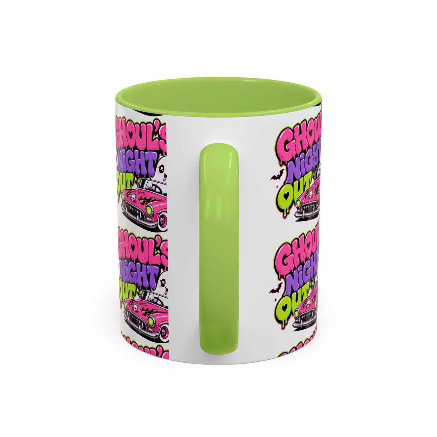 Ghoul's Night Out Coffee Mug — Cute Retro Ghost Pink Car Accent Mug (11/15oz)