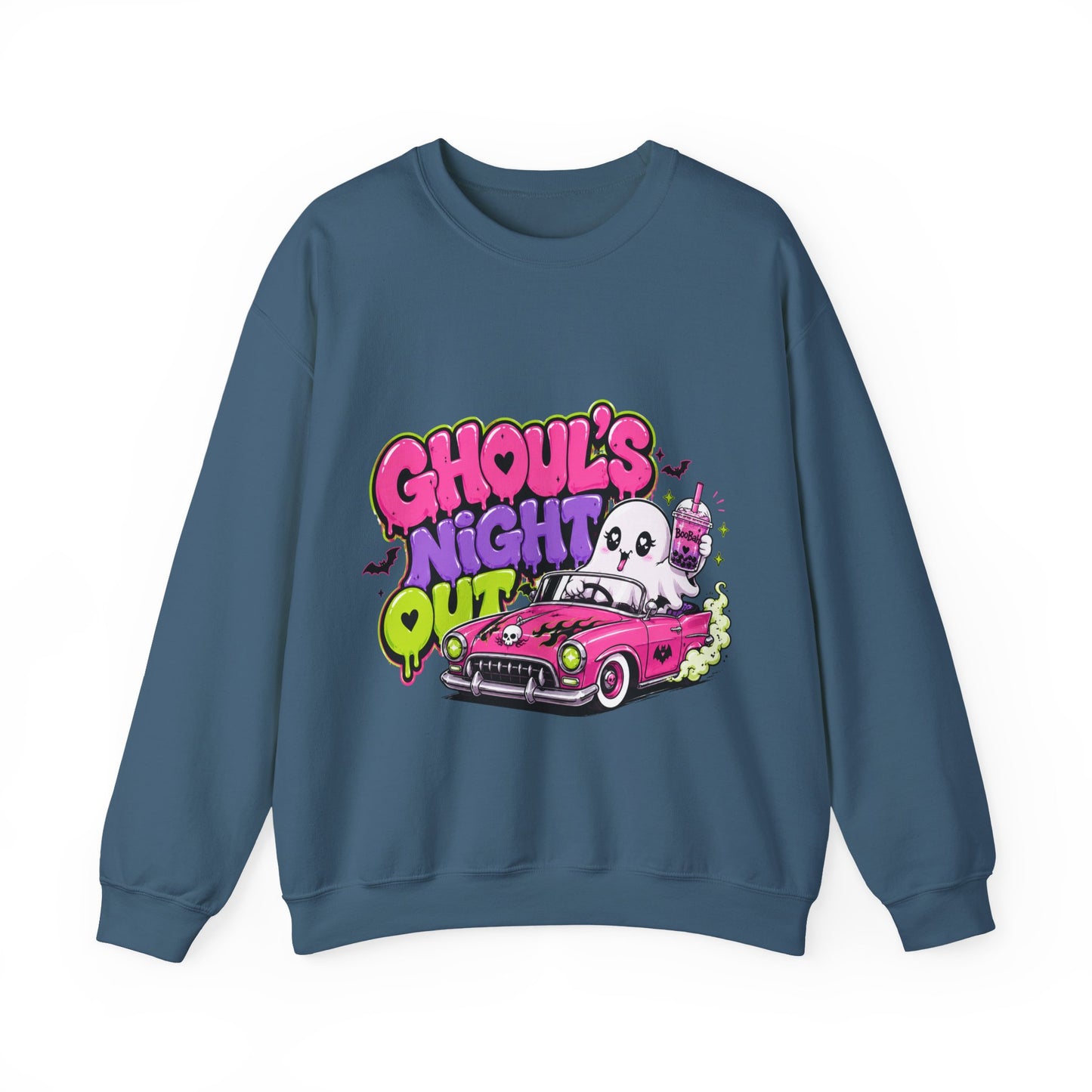 Ghoul's Night Out Crewneck Sweatshirt — Retro Cartoon Halloween Graphic