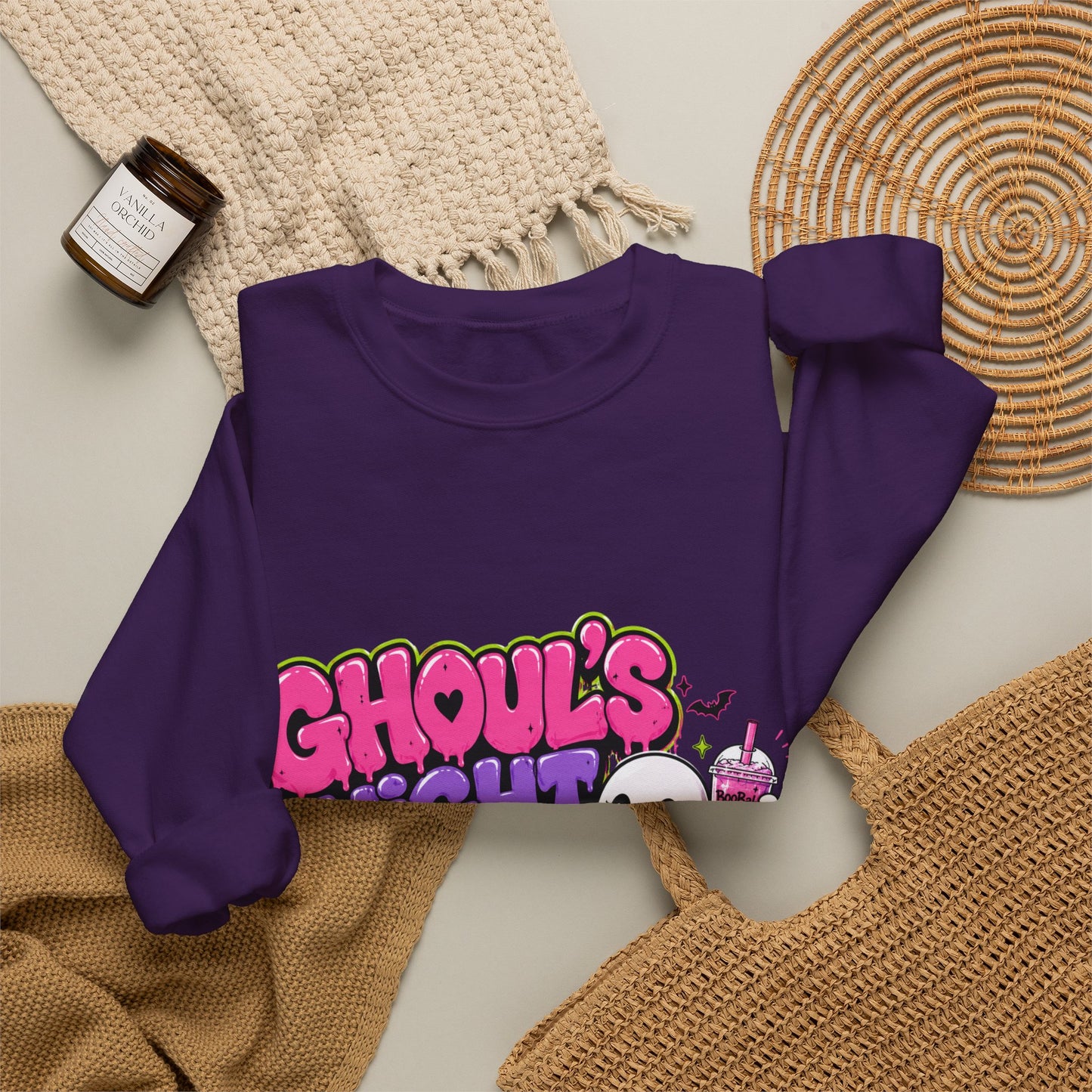 Ghoul's Night Out Crewneck Sweatshirt — Retro Cartoon Halloween Graphic