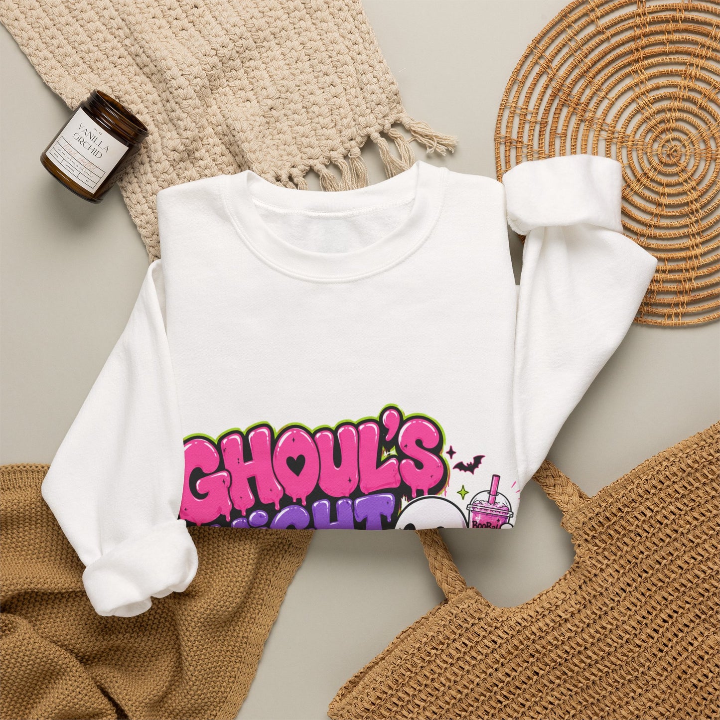 Ghoul's Night Out Crewneck Sweatshirt — Retro Cartoon Halloween Graphic