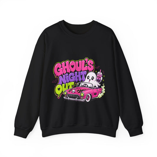 Ghoul's Night Out Crewneck Sweatshirt — Retro Cartoon Halloween Graphic