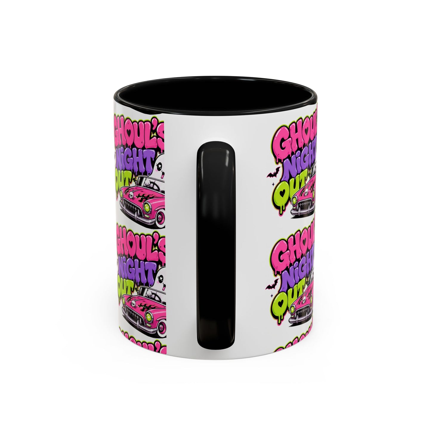 Ghoul's Night Out Coffee Mug — Cute Retro Ghost Pink Car Accent Mug (11/15oz)