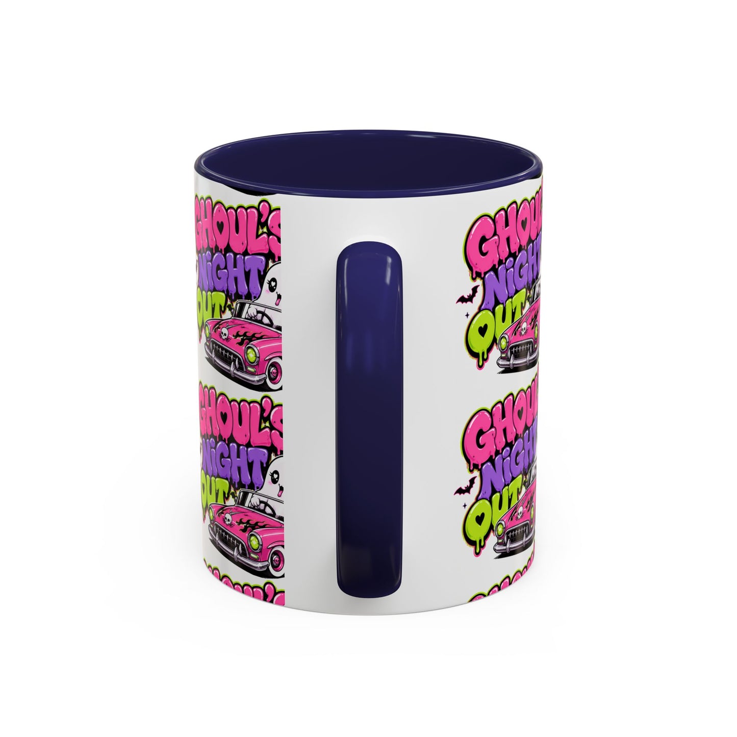 Ghoul's Night Out Coffee Mug — Cute Retro Ghost Pink Car Accent Mug (11/15oz)