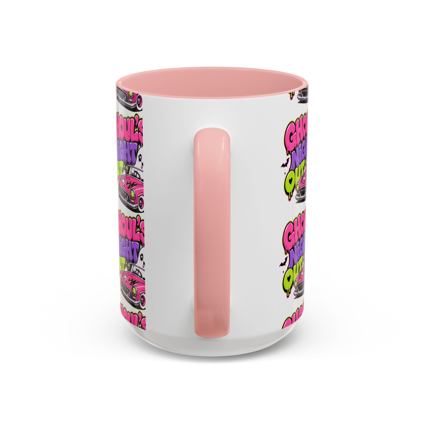 Ghoul's Night Out Coffee Mug — Cute Retro Ghost Pink Car Accent Mug (11/15oz)