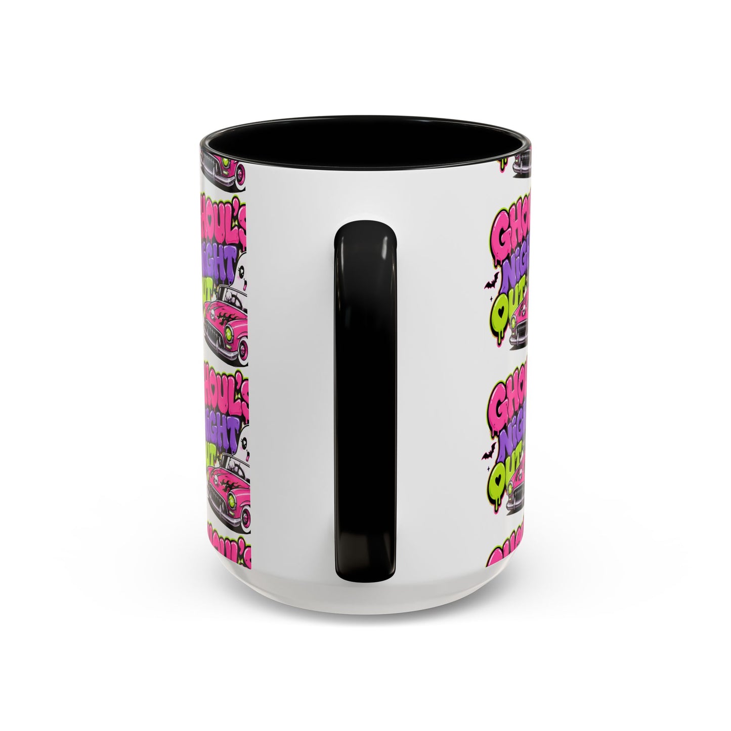 Ghoul's Night Out Coffee Mug — Cute Retro Ghost Pink Car Accent Mug (11/15oz)