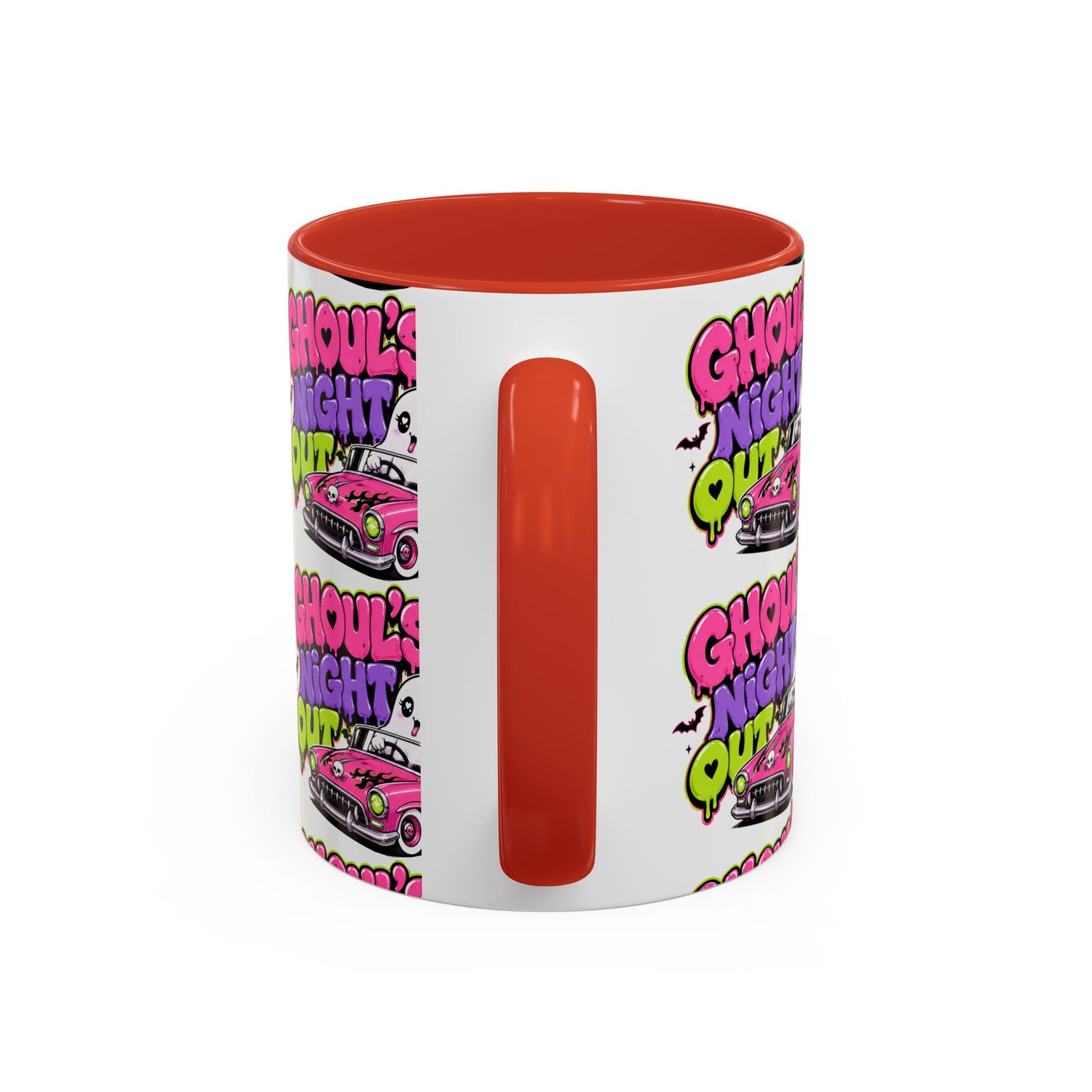 Ghoul's Night Out Coffee Mug — Cute Retro Ghost Pink Car Accent Mug (11/15oz)