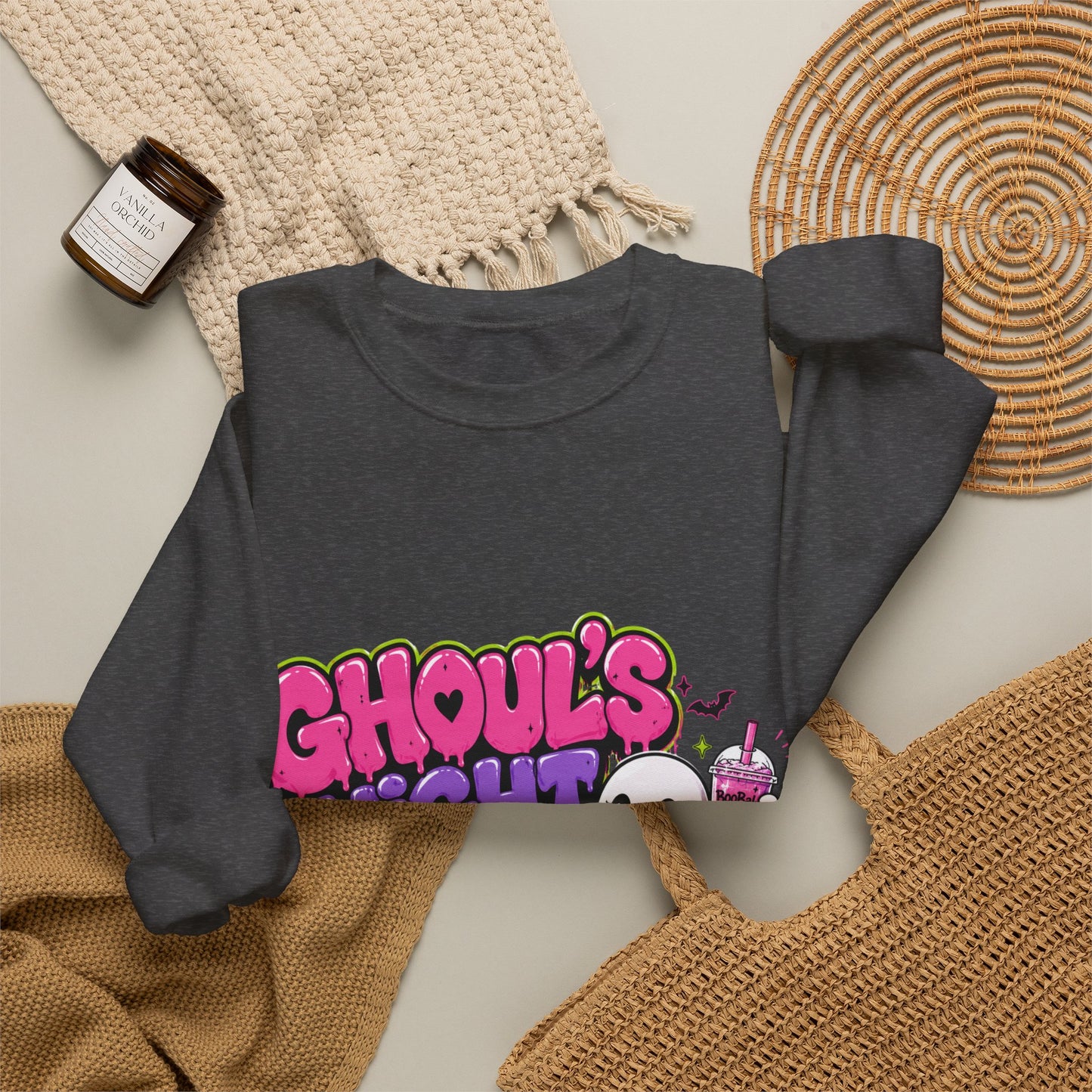 Ghoul's Night Out Crewneck Sweatshirt — Retro Cartoon Halloween Graphic
