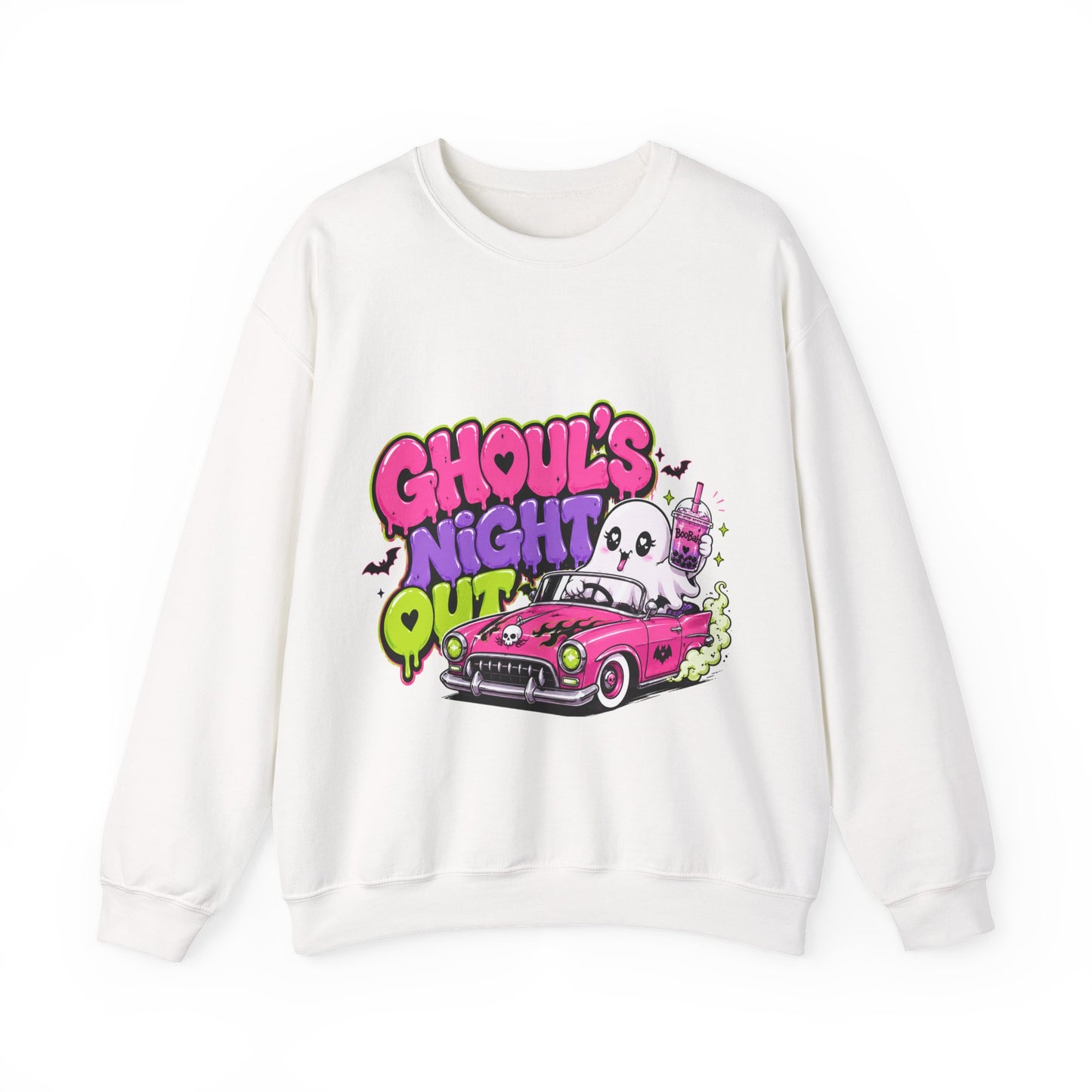 Ghoul's Night Out Crewneck Sweatshirt — Retro Cartoon Halloween Graphic