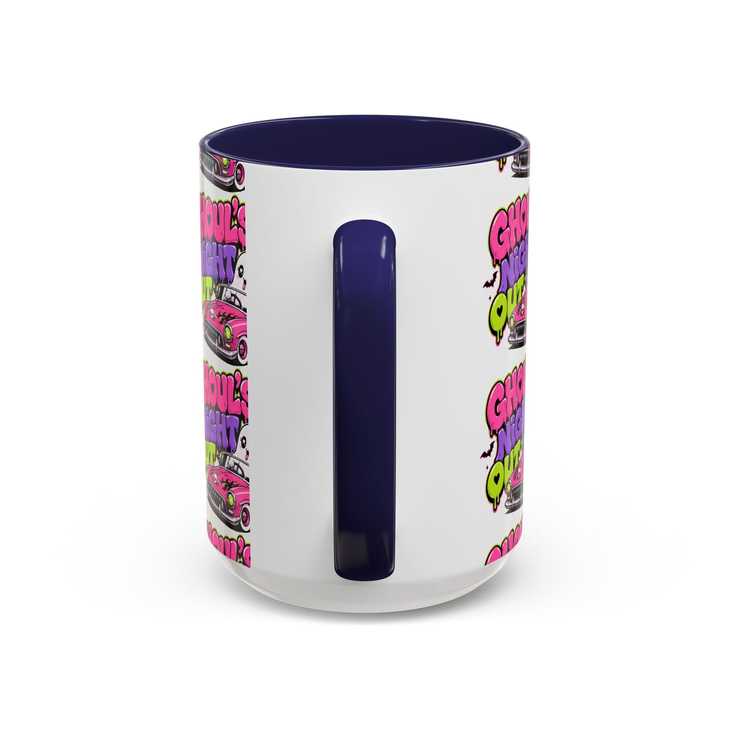 Ghoul's Night Out Coffee Mug — Cute Retro Ghost Pink Car Accent Mug (11/15oz)