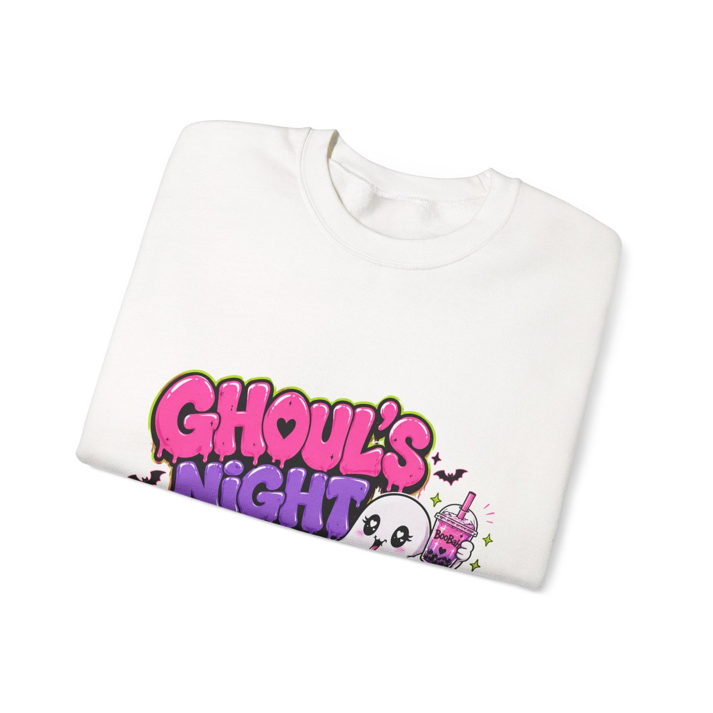 Ghoul's Night Out Crewneck Sweatshirt — Retro Cartoon Halloween Graphic