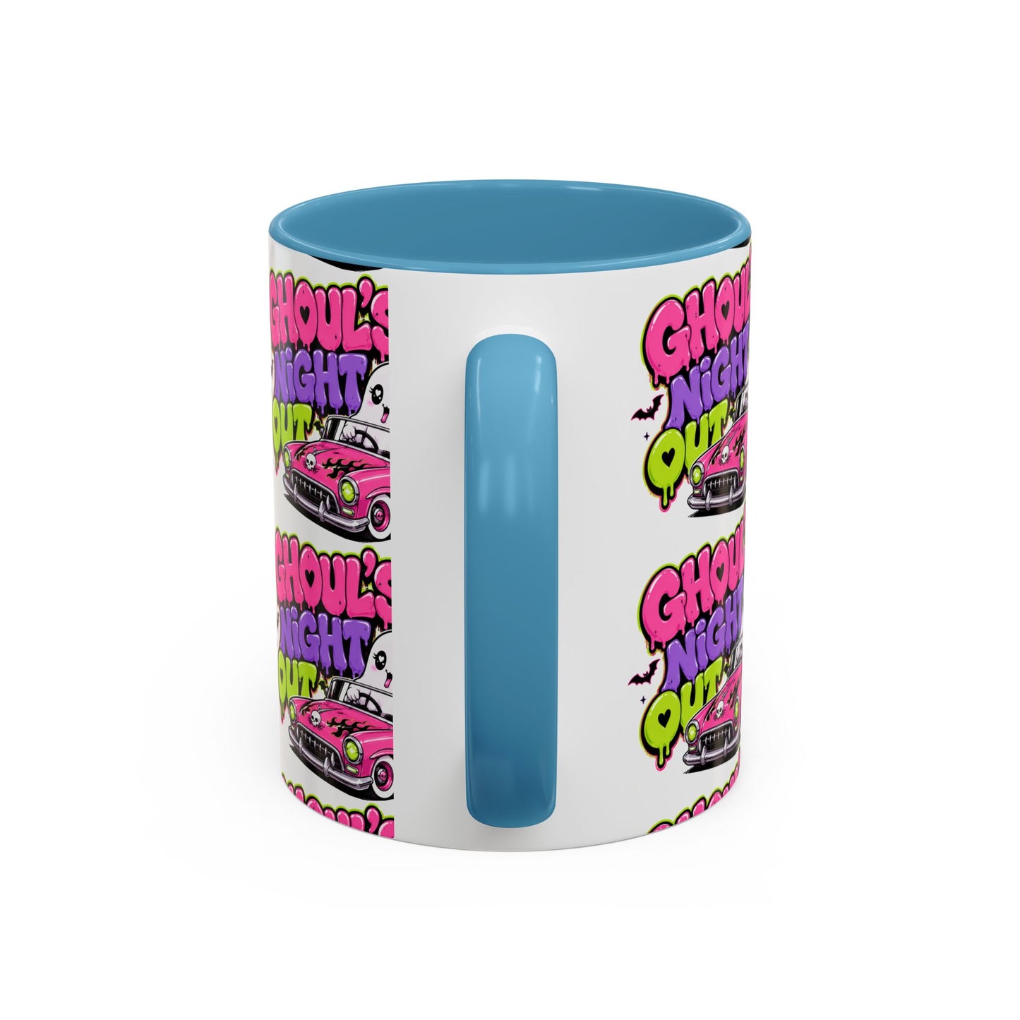 Ghoul's Night Out Coffee Mug — Cute Retro Ghost Pink Car Accent Mug (11/15oz)