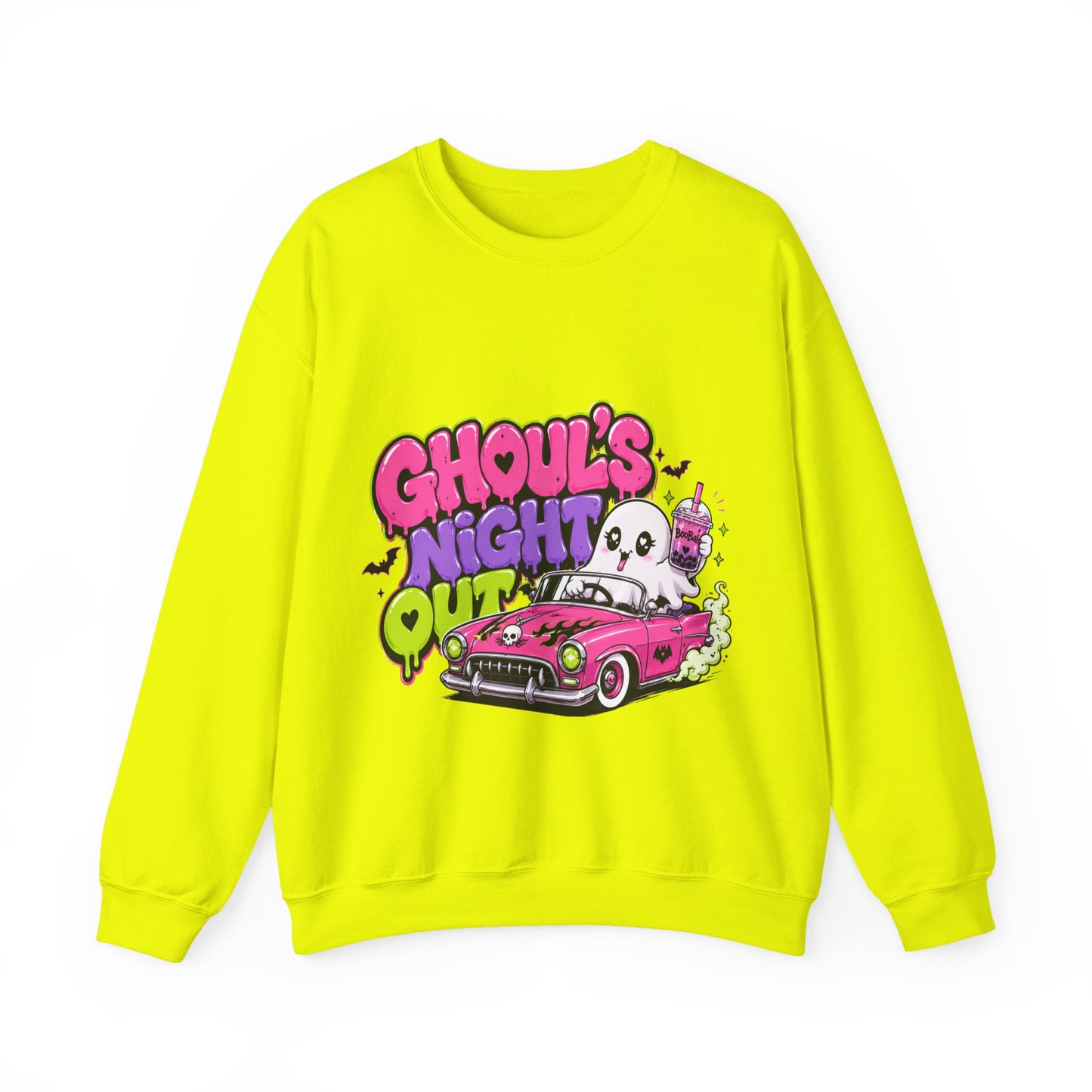 Ghoul's Night Out Crewneck Sweatshirt — Retro Cartoon Halloween Graphic