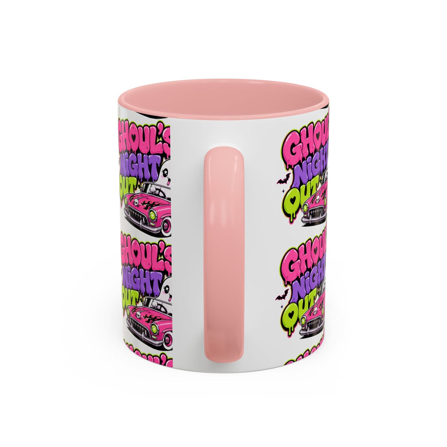 Ghoul's Night Out Coffee Mug — Cute Retro Ghost Pink Car Accent Mug (11/15oz)