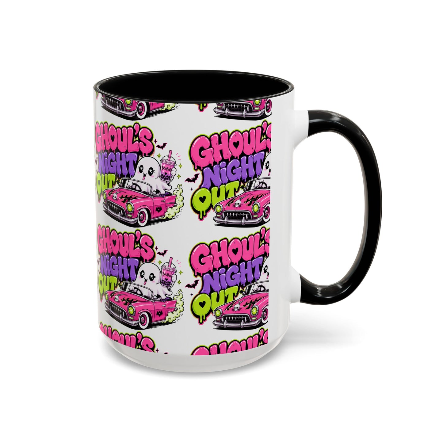 Ghoul's Night Out Coffee Mug — Cute Retro Ghost Pink Car Accent Mug (11/15oz)
