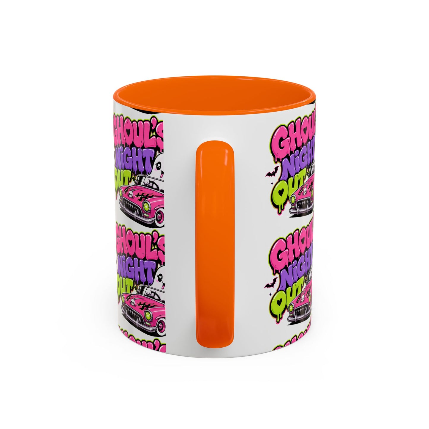 Ghoul's Night Out Coffee Mug — Cute Retro Ghost Pink Car Accent Mug (11/15oz)