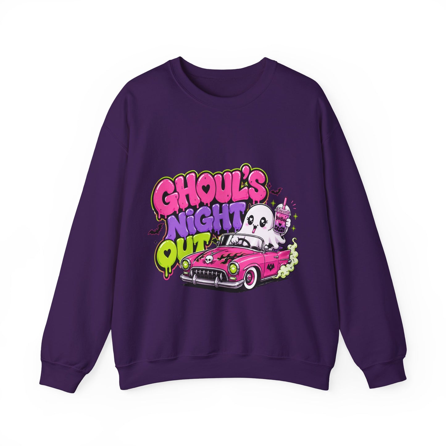 Ghoul's Night Out Crewneck Sweatshirt — Retro Cartoon Halloween Graphic