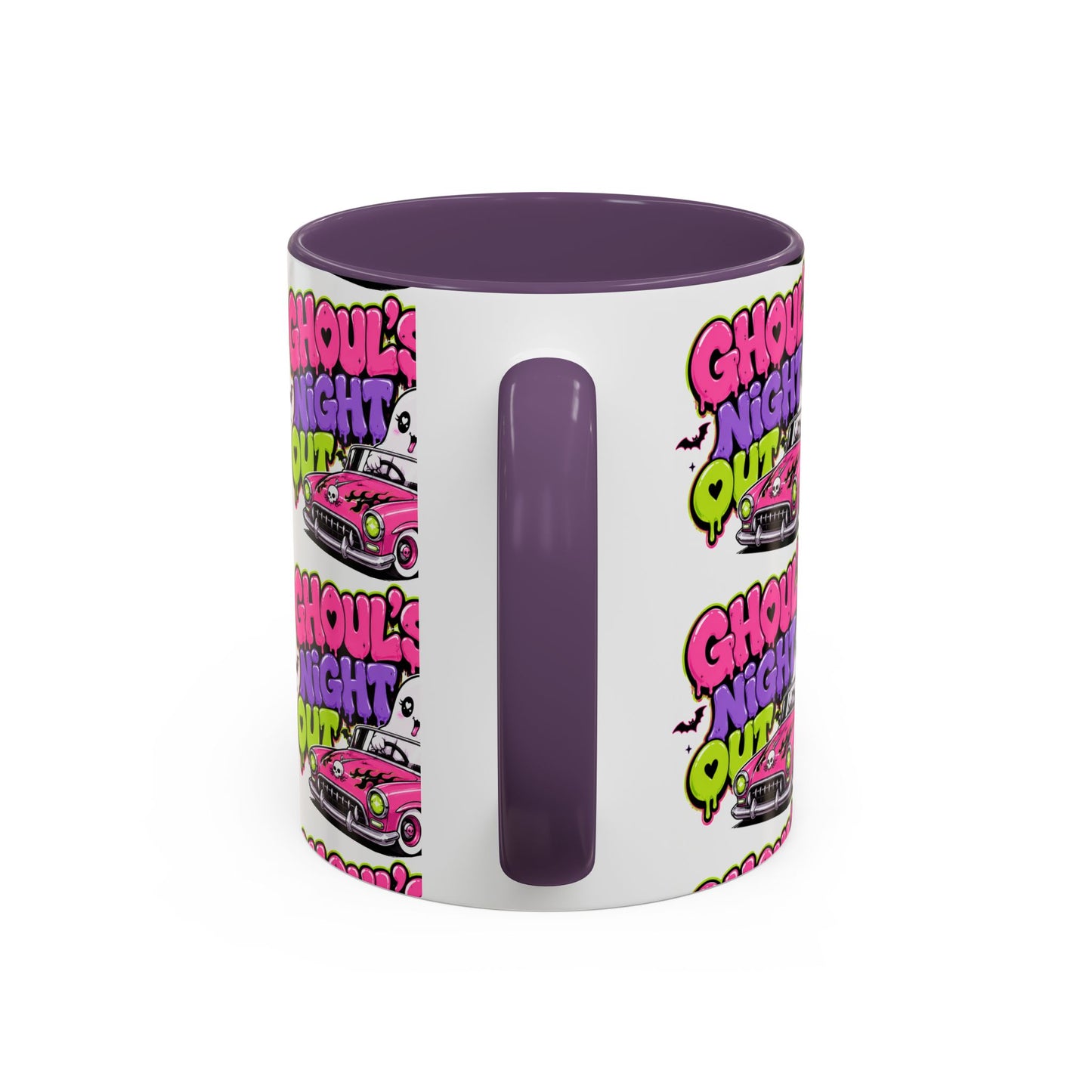Ghoul's Night Out Coffee Mug — Cute Retro Ghost Pink Car Accent Mug (11/15oz)